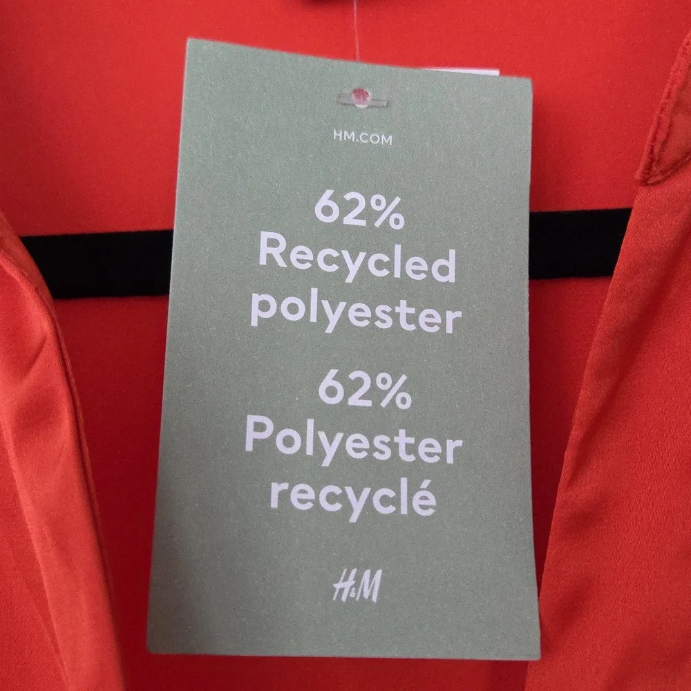 NWT H&M V-Neck Button-Up Blouse, Orange, Size L - Picture 9 of 15